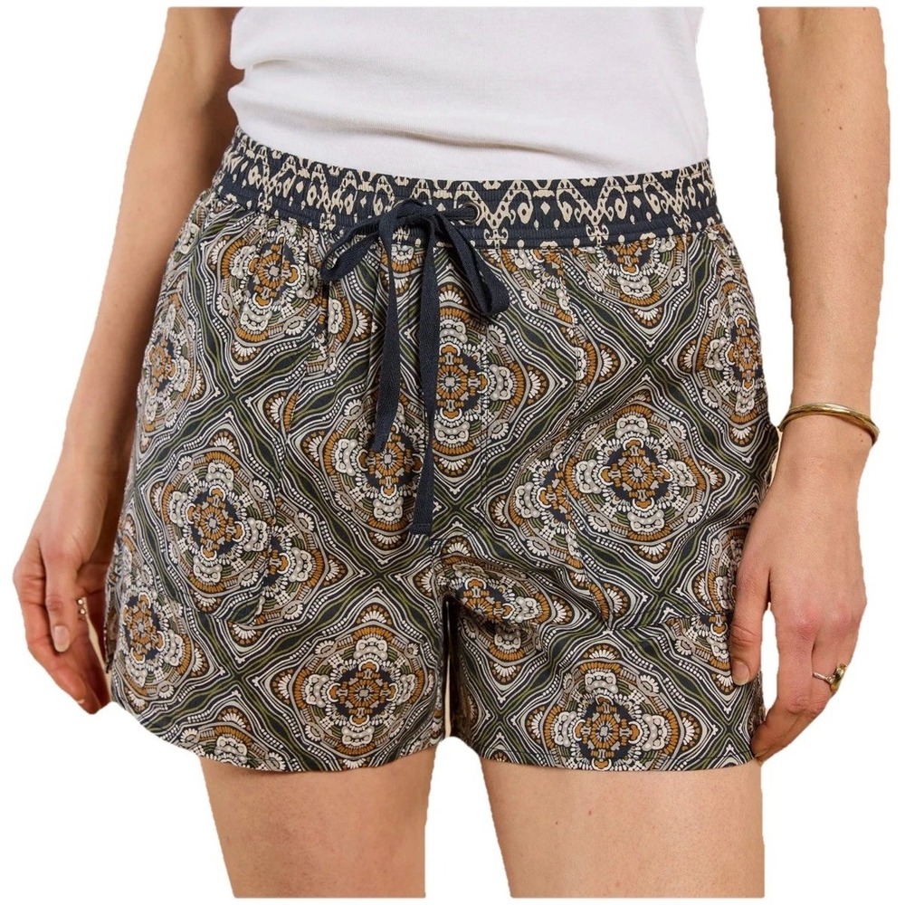 Sundance Women's Boho Pull On Elastic Waist Drawstring 100% Cotton Shorts Size L